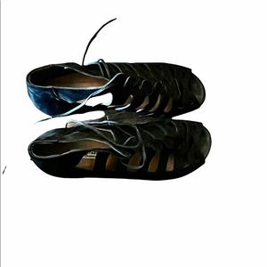 Paul Green Black Suede  Lace Up Sandal Size 7.5